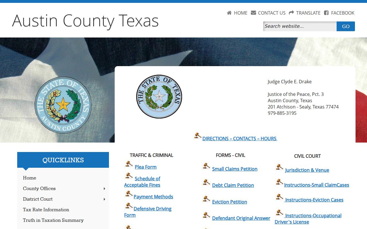 Austin County traffic court records JP3 page