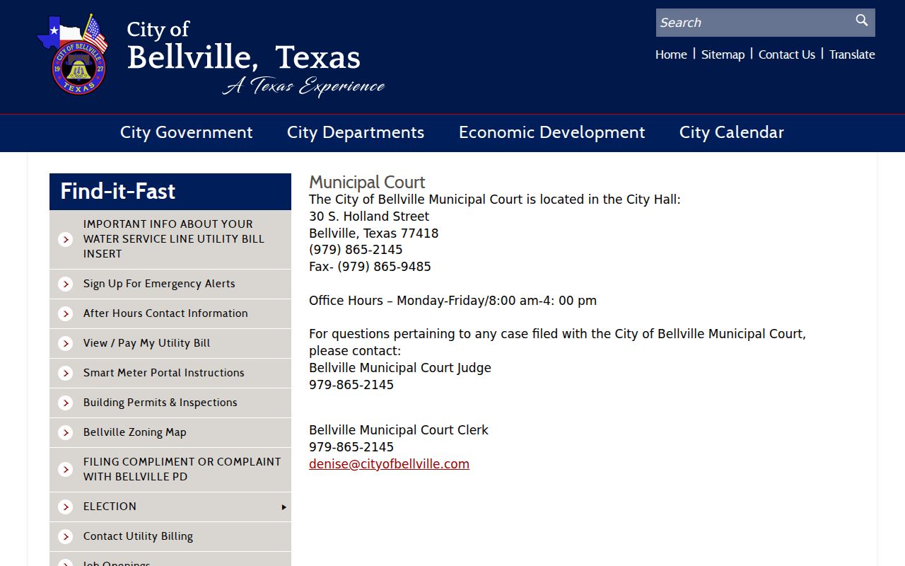 Bellville court docket municipal court page