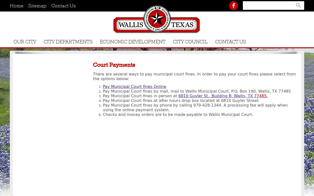 Wallis court docket payment channels